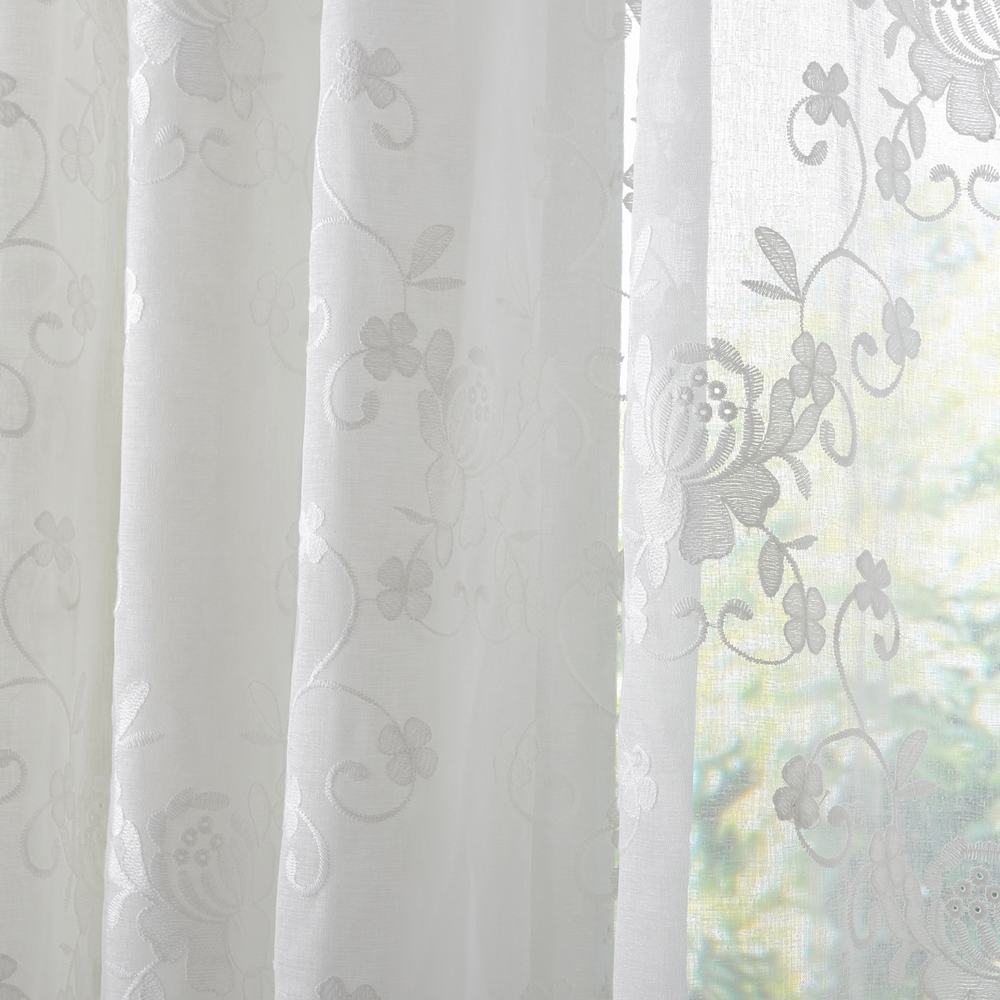 Premium Embroidery Grommet White Sheer Curtain ISLA