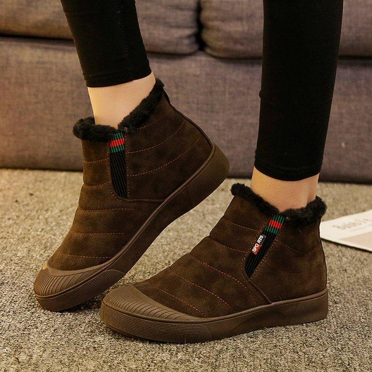 Women Daily Flat Heel Snow Winter Boots Artificial Suede Platform Booties