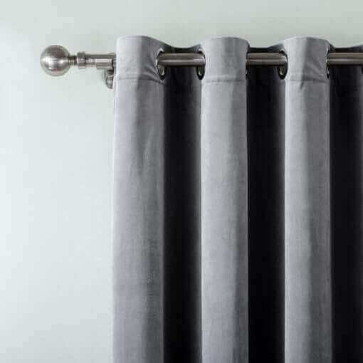 Set of 2 Velvet Curtain Panel in Nickel Grommet Unlined Drape Birkin