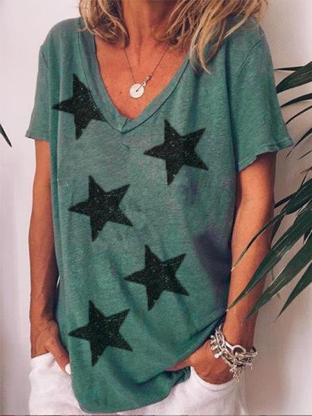 Short Sleeve V Neck Shirts & Tops