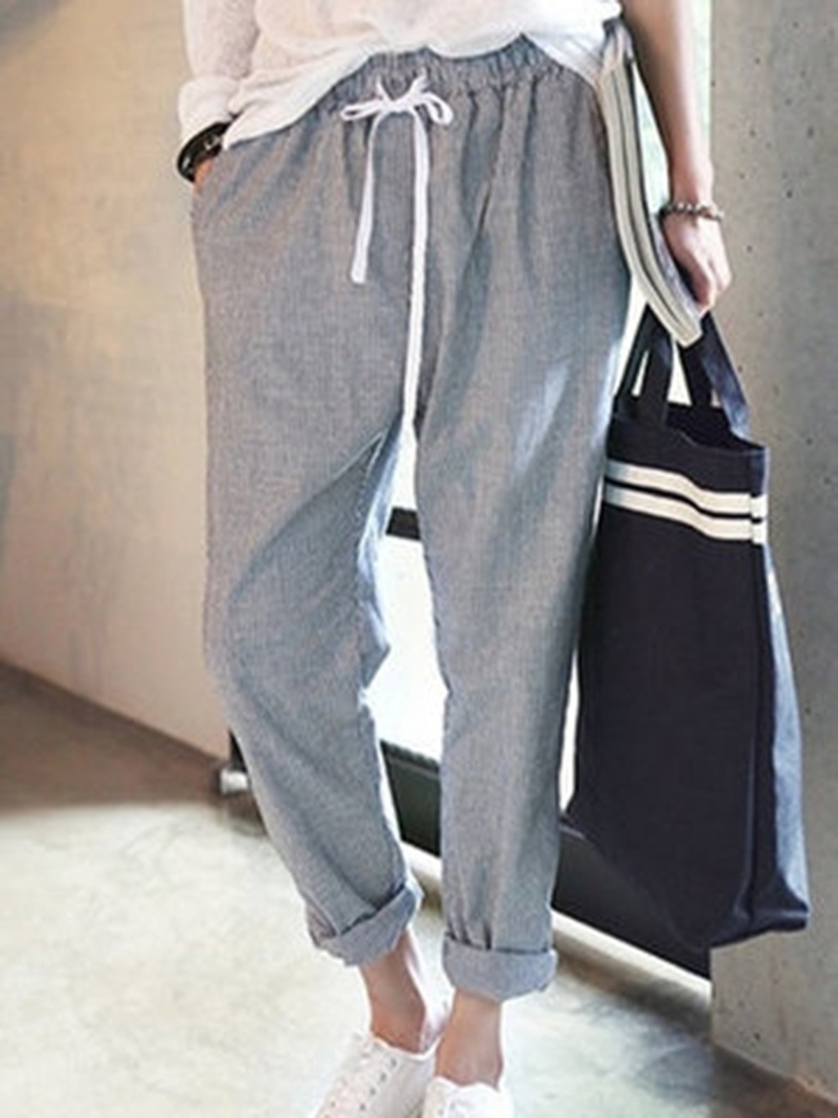 All Season Natural Casual Linen Stripes Pants