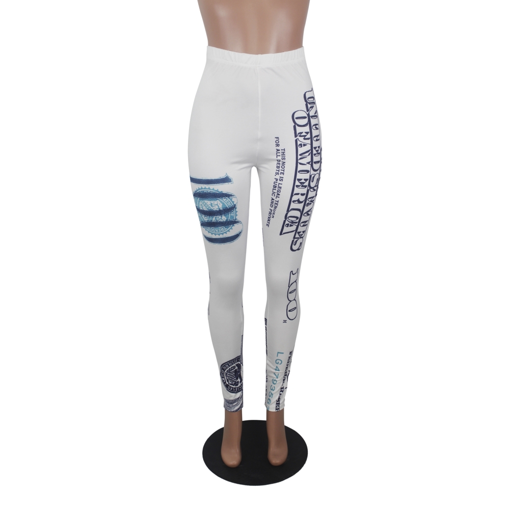 Sports Fitness Dollar Print High Waist Leggings