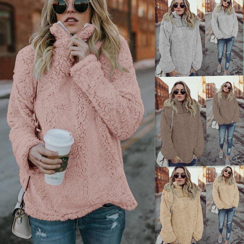 Turtleneck Solid Fleece Warm Hoodie