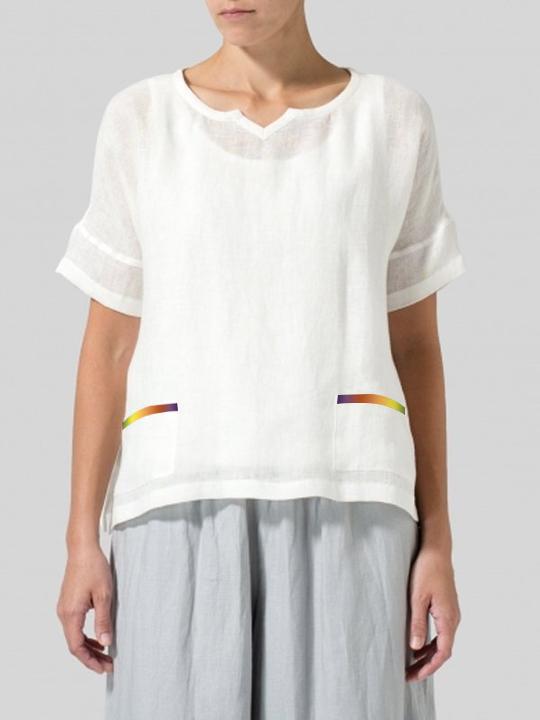 Casual Plus Size Short Sleeve Round Neck Solid Tops