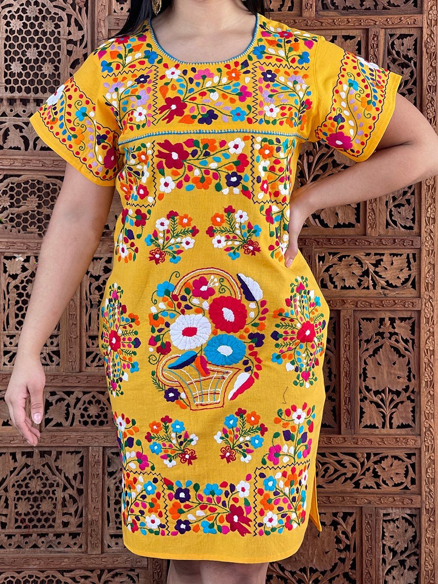 Short Sleeve Floral-Print Tribal Vintage Dresses