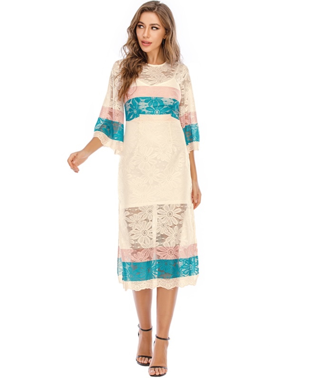 Western Two Piece Lace Boho Dress