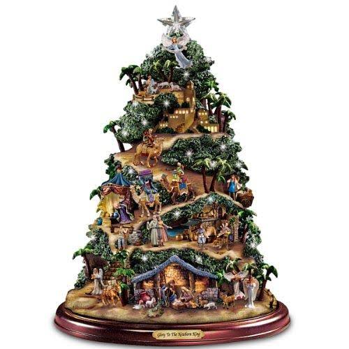 Thomas Kinkade Illuminated Nativity Tabletop Tree Glory to The Newborn King by Hawthorne Village