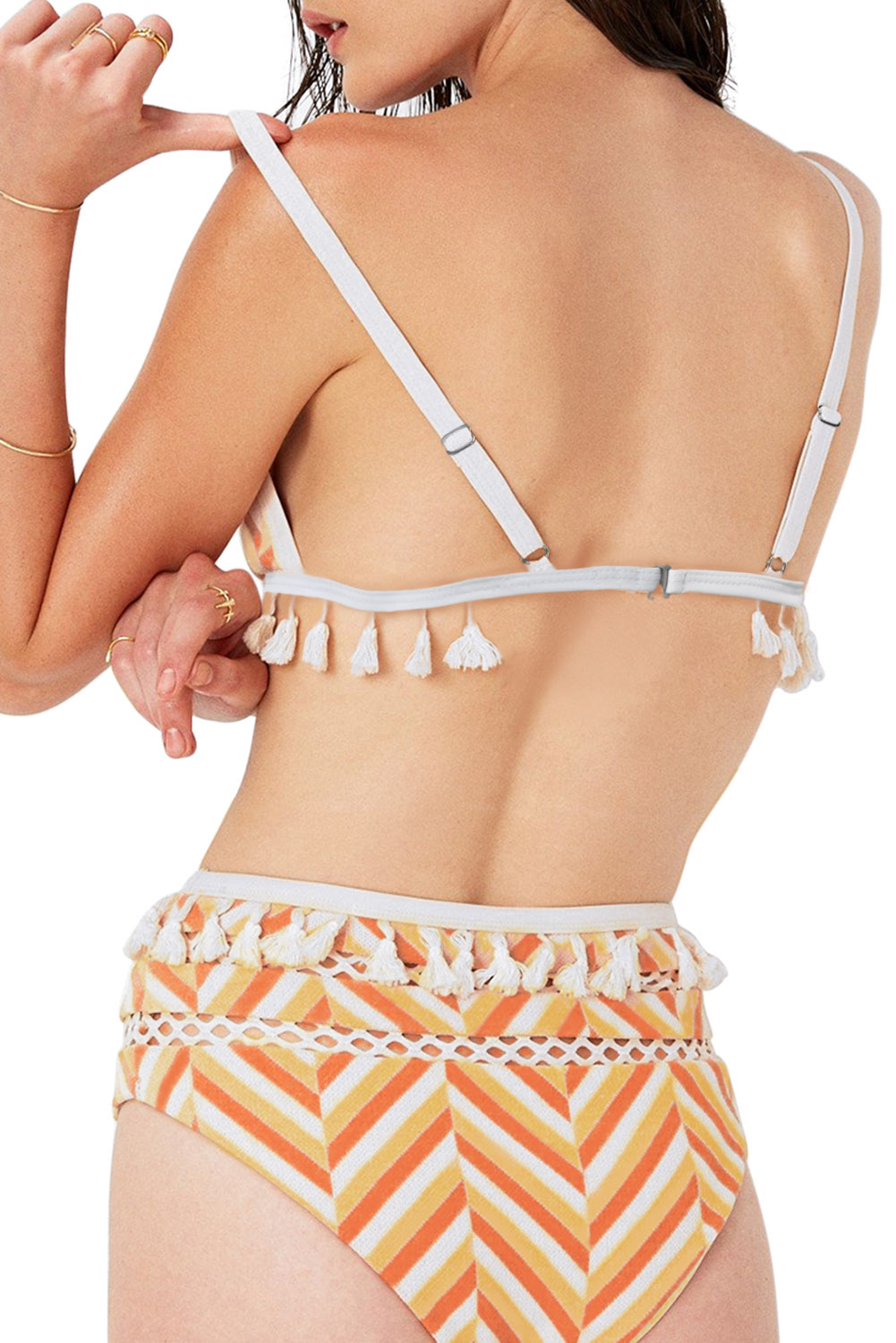 Yellow Boho Tassel High Waist Bikini