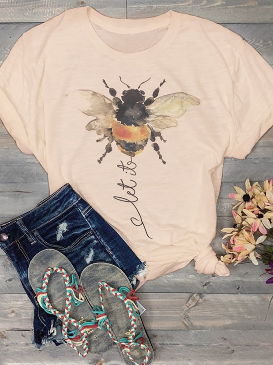 White Cotton Crew Neck Short Sleeve Animal Shirts & Tops