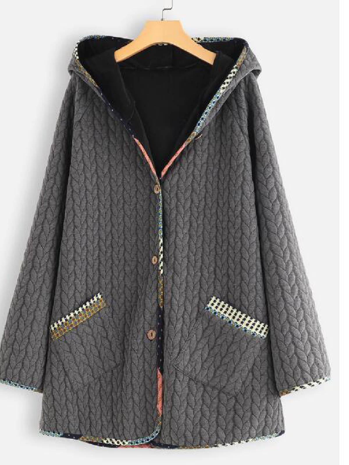 Hoodie Cotton-Blend Pockets Long Sleeve Outerwear