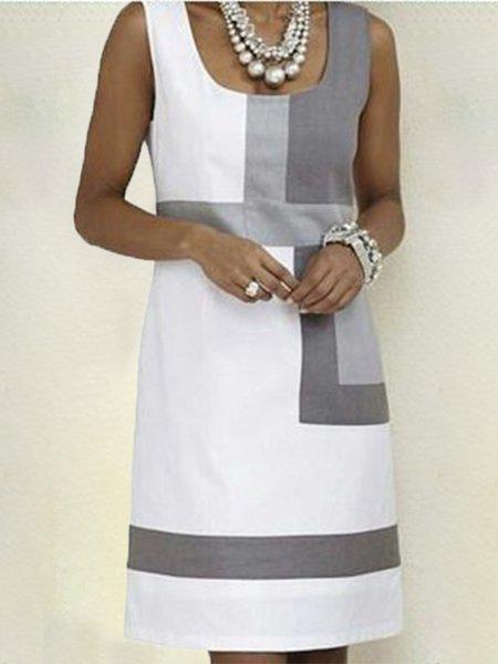 Shift Geometric Sleeveless Dresses