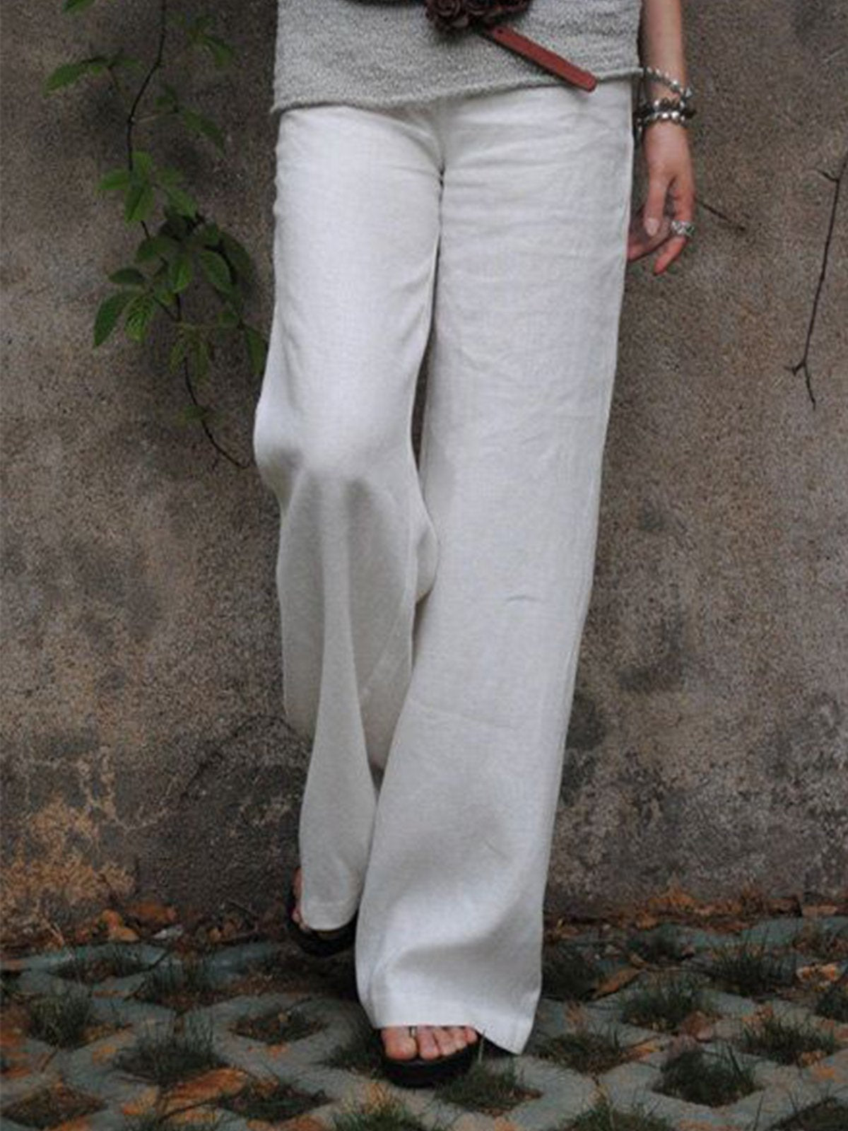 Casual Cotton Solid Pants