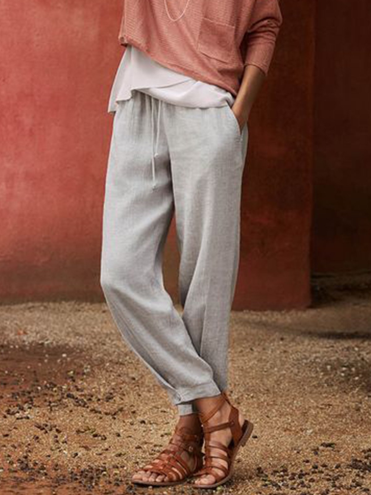 Solid Casual Linen Pant
