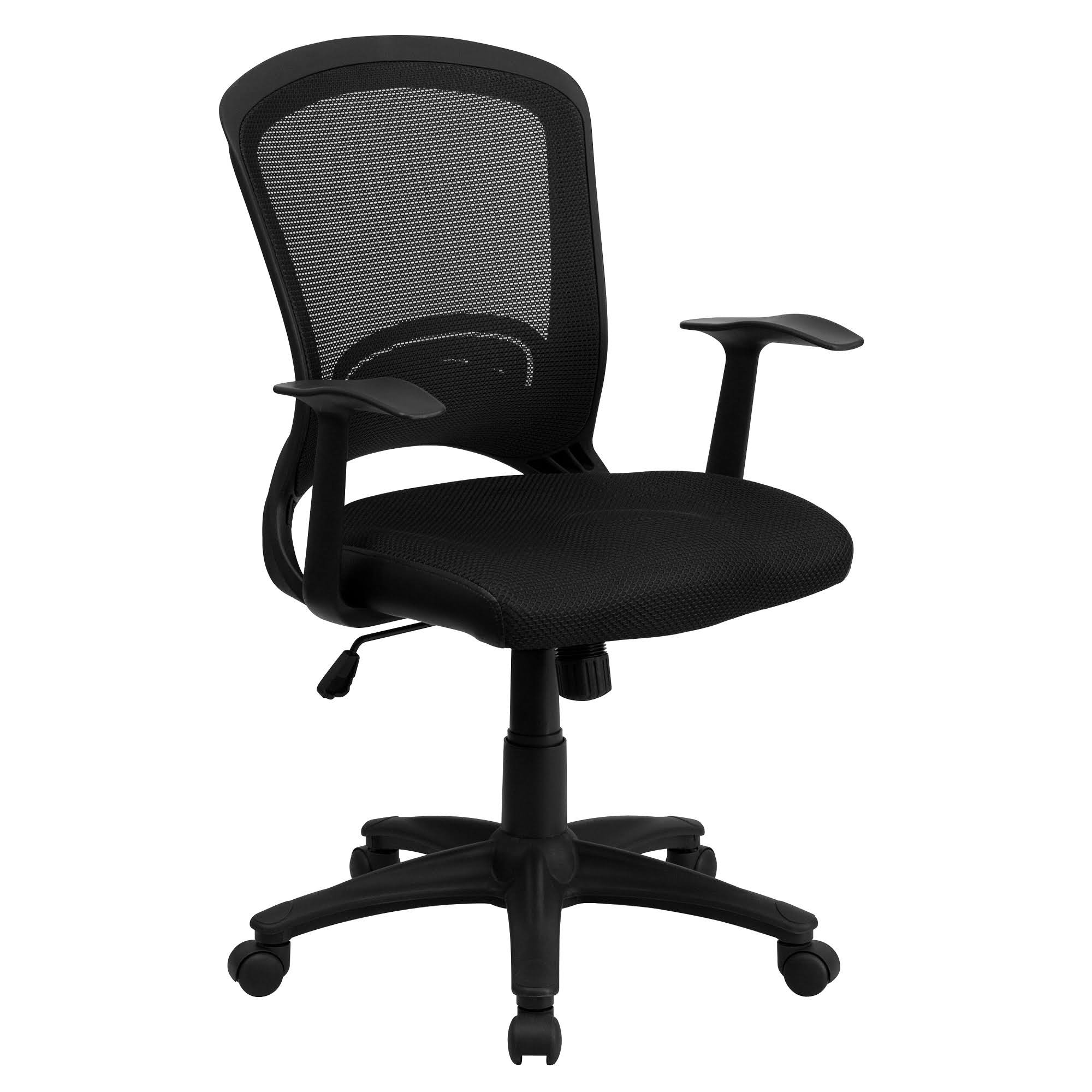 3.25' Black Mesh Contemporary Mid-Back Swivel Task Office Chair with Arms