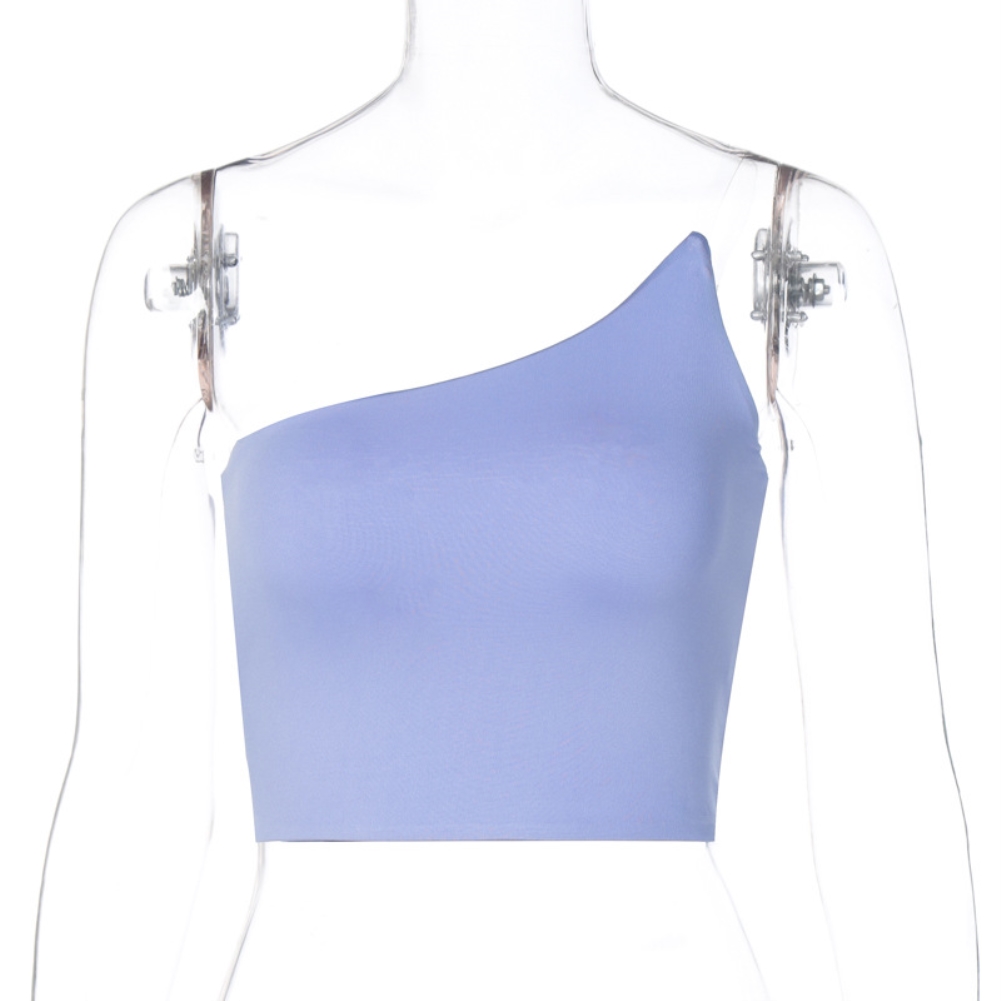 Solid Color Irregular Sexy Crop Top