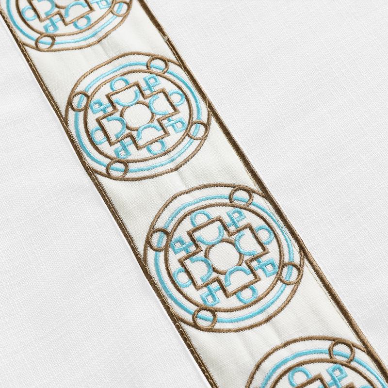 AMARA Polyester Linen Curtain Drapery With Decorative Trim Custom Sold Per Pair