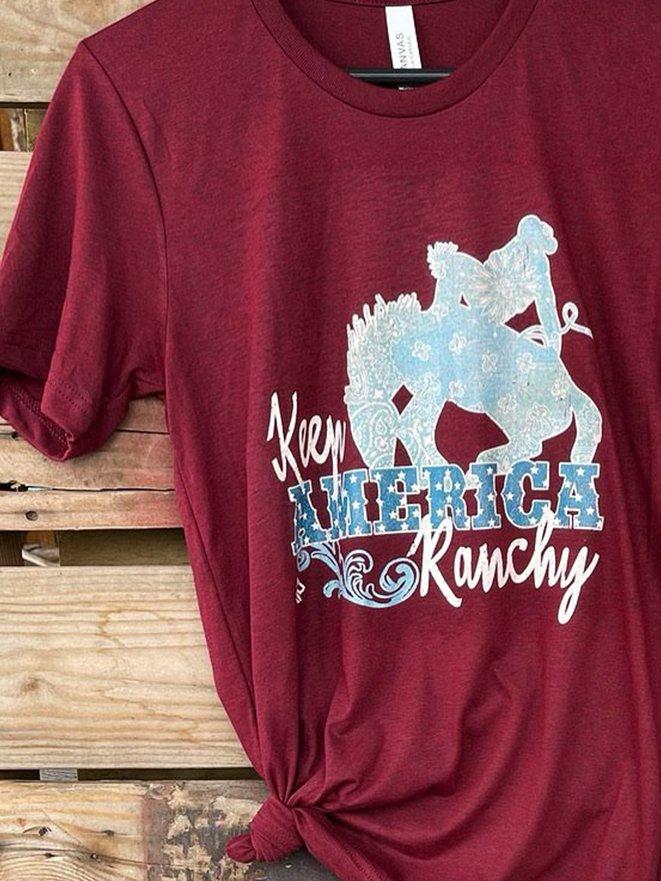 Casual summer short-sleeved Cowgirl T-shirt