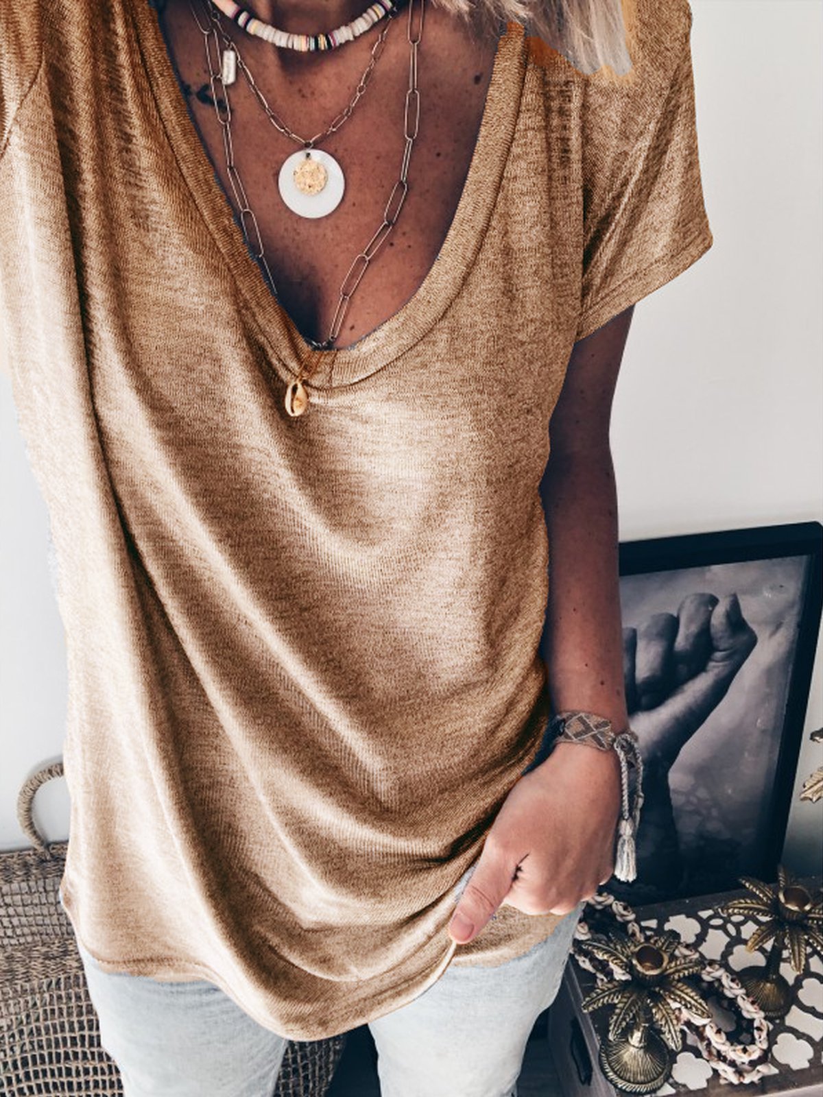 Short Sleeve Cotton-Blend Shirts & Tops