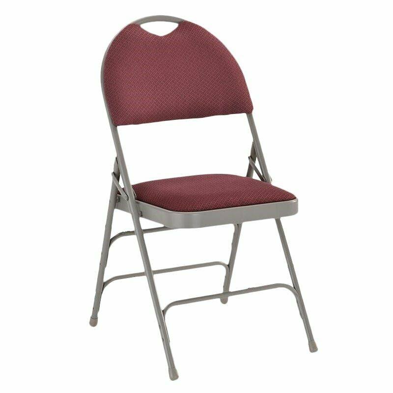 Bowery Hill Metal Folding Chair in Burgundy
