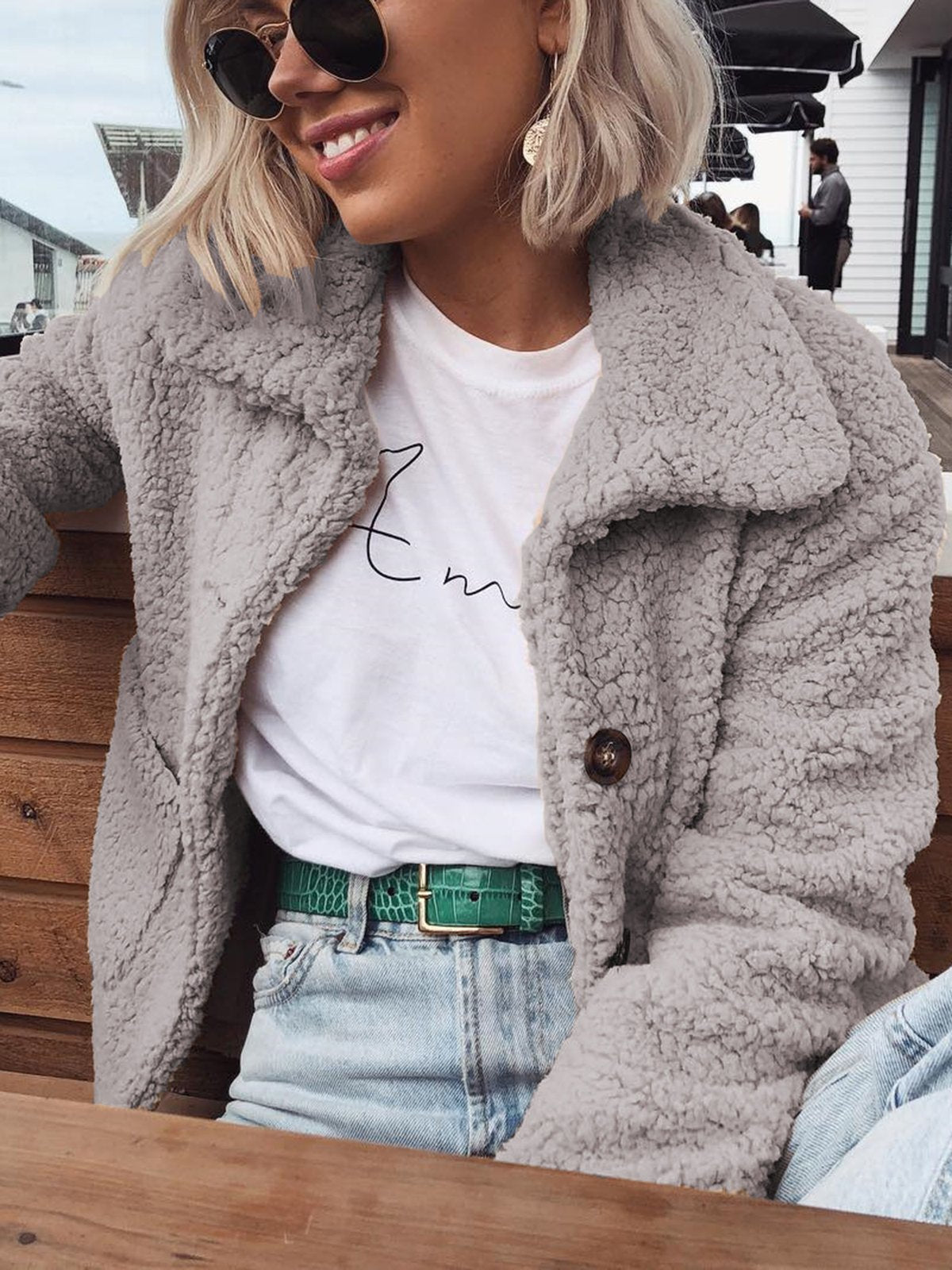 Fleece Fuzzy Wool Sherpa Coat Sweet Pockets Teddy Bear Coats