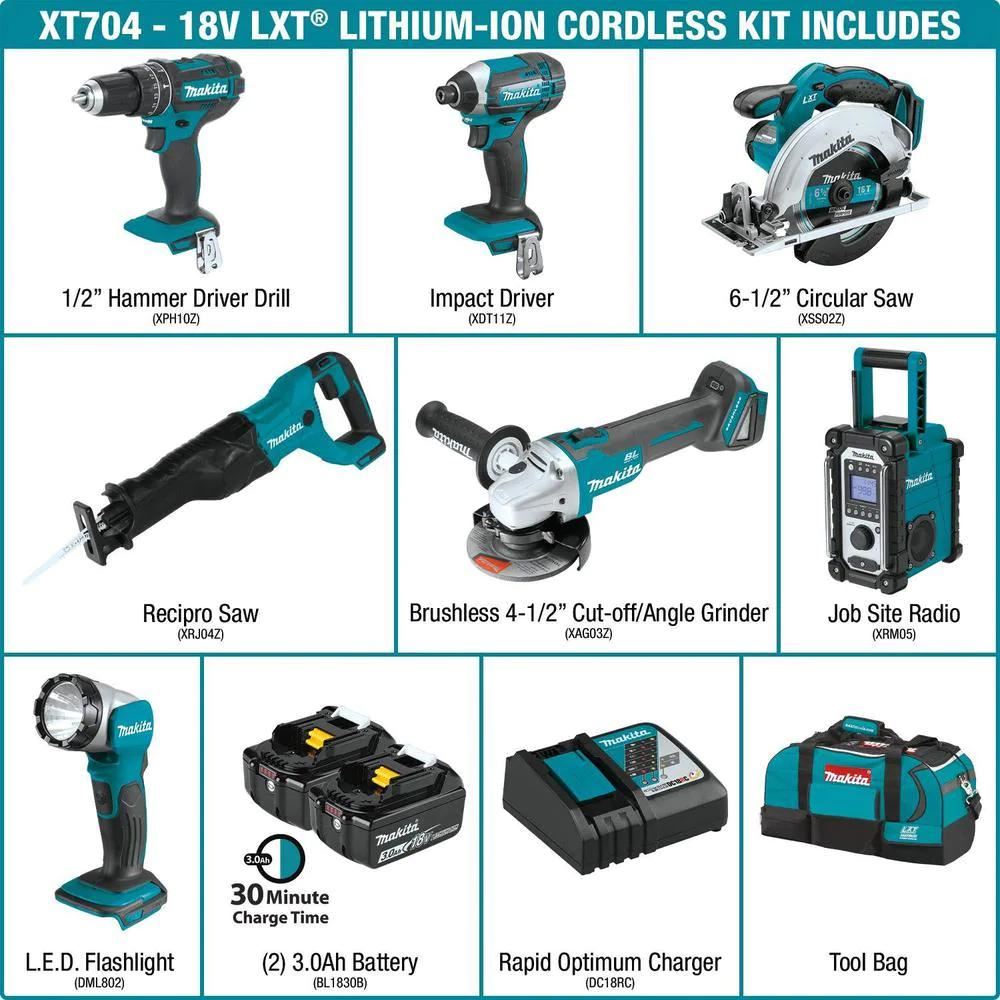 18-Volt 3.0Ah LXT Lithium-Ion Cordless Combo Kit (7-Piece)