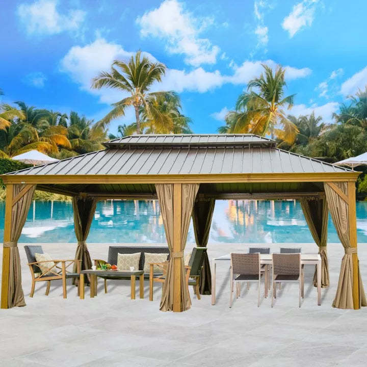 CAVUS 20 FT. W X 12 FT. D GALVANIZED STEEL PATIO GAZEBO