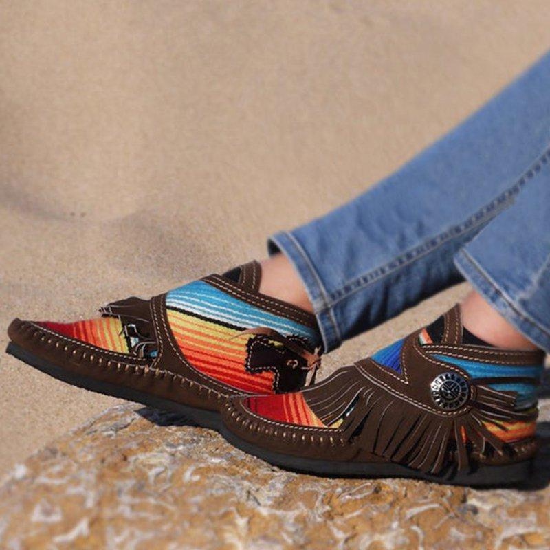 Brown Winter Flat Heel Tassel Boots