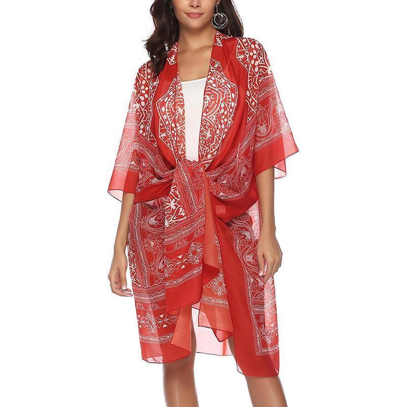 Casual Loose Bohemian Style Printing Sunscreen Cardigan