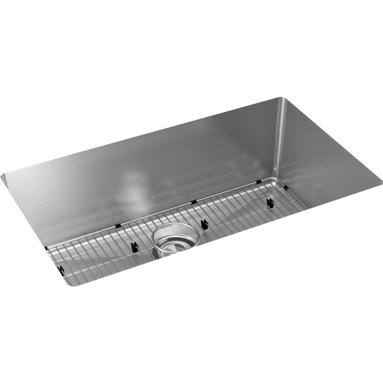 Elkay Crosstown Stainless Steel 30-1/2x22 x 18-1/2x22 x 10x22 Single Bowl Undermount Sink Kit EFRU281610TC