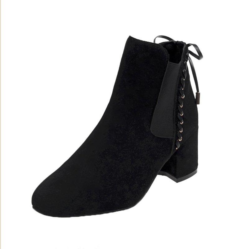 Women Chunky Heel Back Lace-up Suede Spring/Fall Daily Boots
