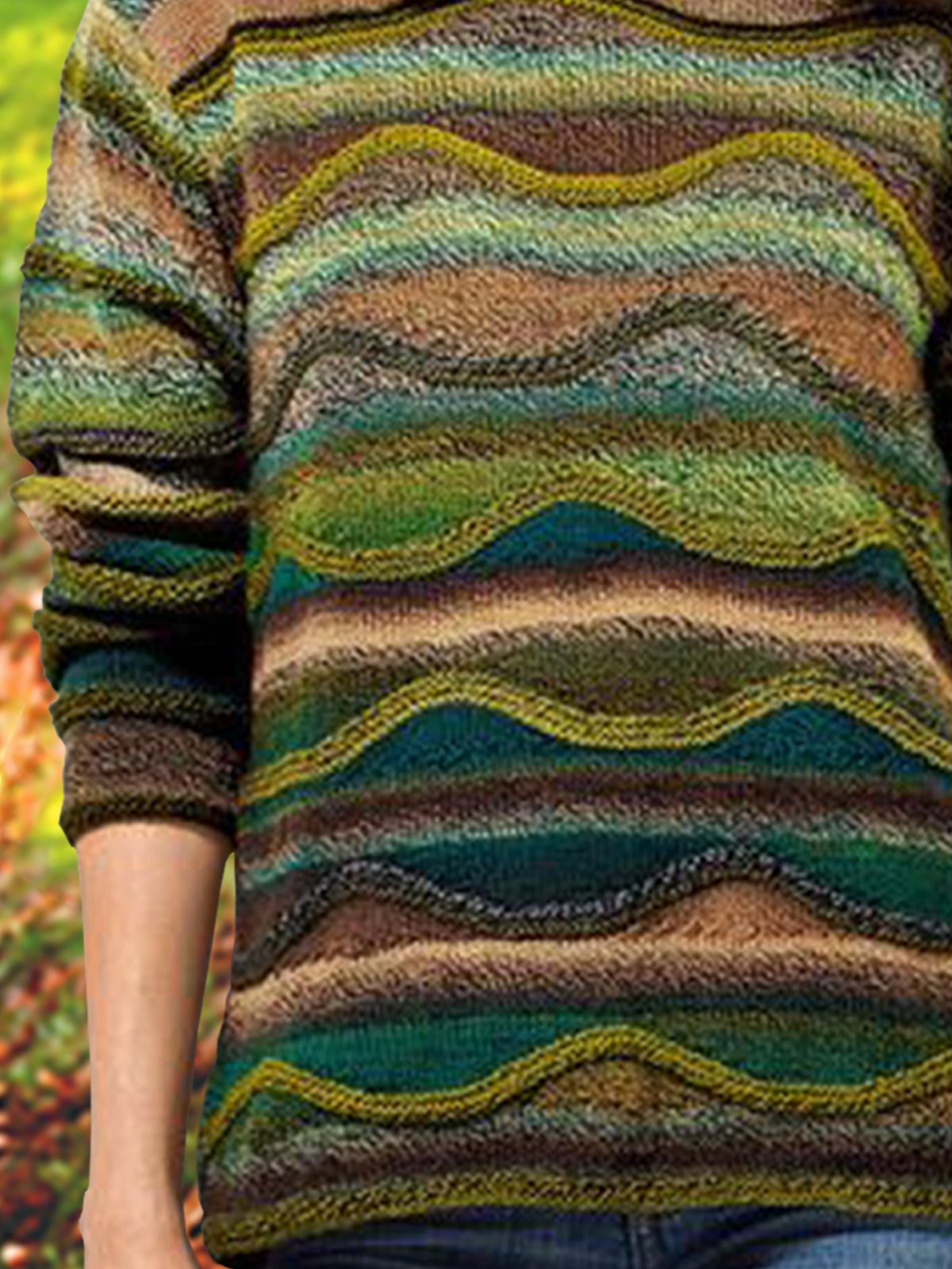 Green Long Sleeve Shift Knitted Vintage Sweater