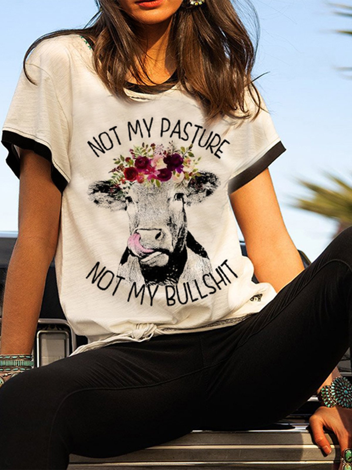 White Vintage Short Sleeve Jersey Printed Shirts & Tops