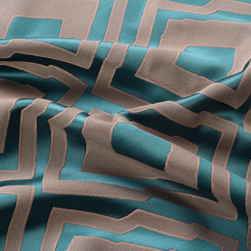 Dust Proof Blackout Pinch Pleated Jacquard Window Curtain Two-Toned Damask Diamond with Blackout Lined NINA