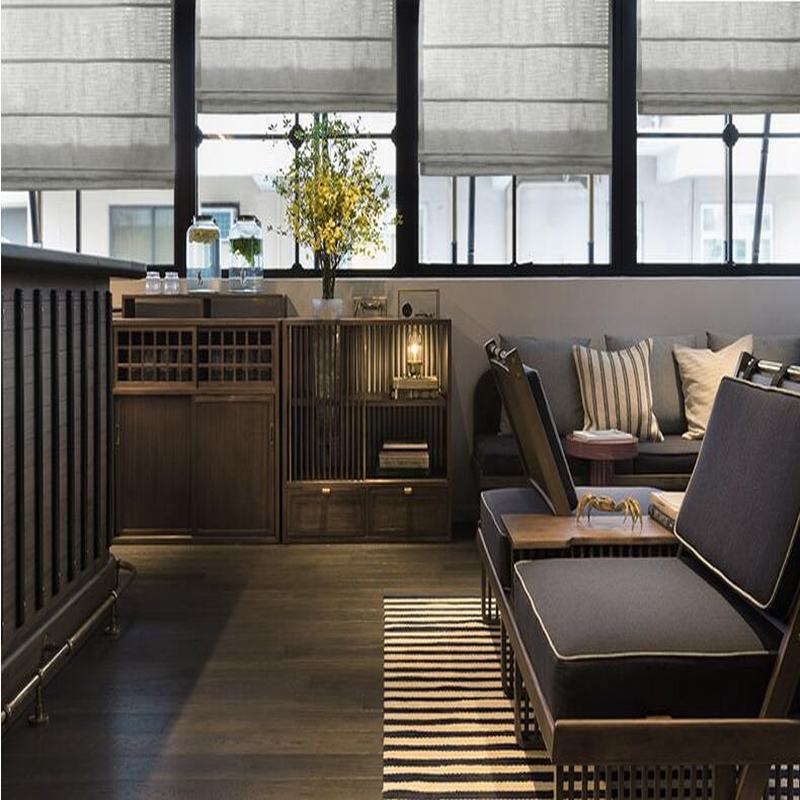 Polyester Linen Roman Shade In Grey