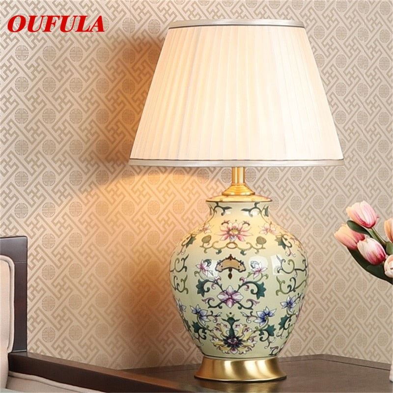 AOSONG Ceramic Table Lamps Desk Luxury Modern Contemporary Fabric for Foyer Living Room Office Creative Bed Room
