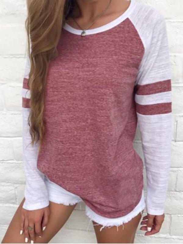 Round Neck Paneled Long Sleeves Casual Shirt