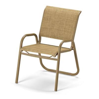 Reliance Stacking Patio Dining Chair Telescope Casual Finish: Textured Beachwood, Fabric: Bark