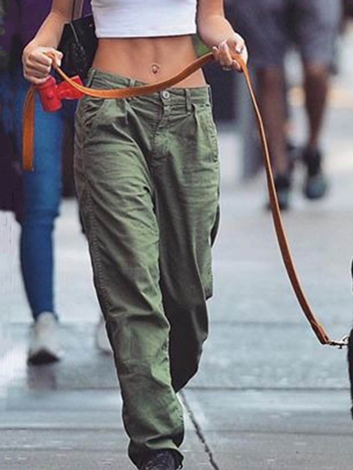 Casual Plain Pockets Women Pants