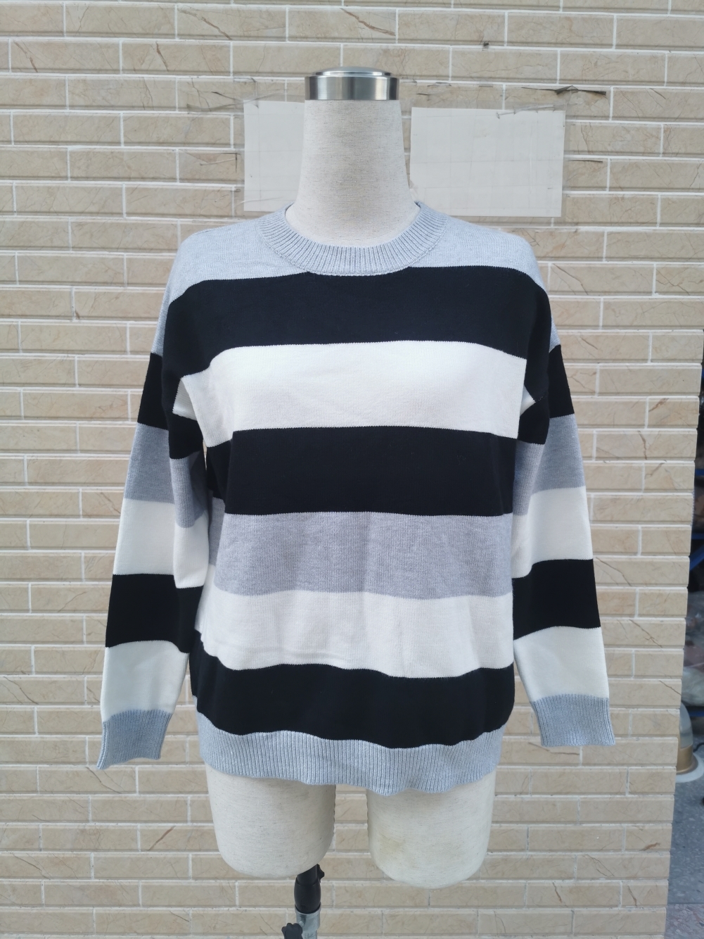 Autumn Long Sleeve Wide Striped Loose Sweater