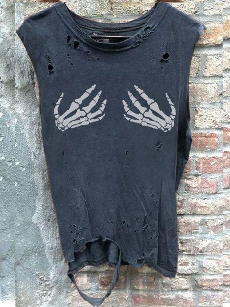 Sleeveless  Printed Shirts & Tops