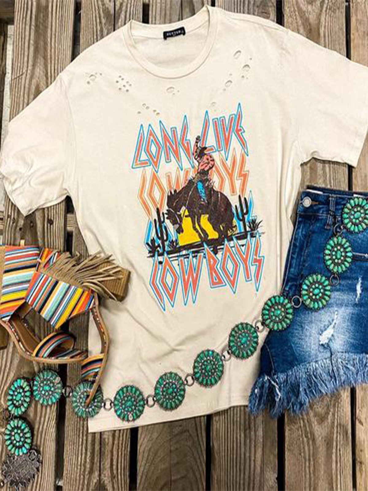 White Vintage Crew Neck Shirts & Tops