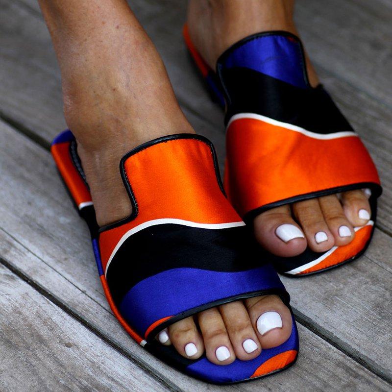 Satin Summer Flat Heel Slippers