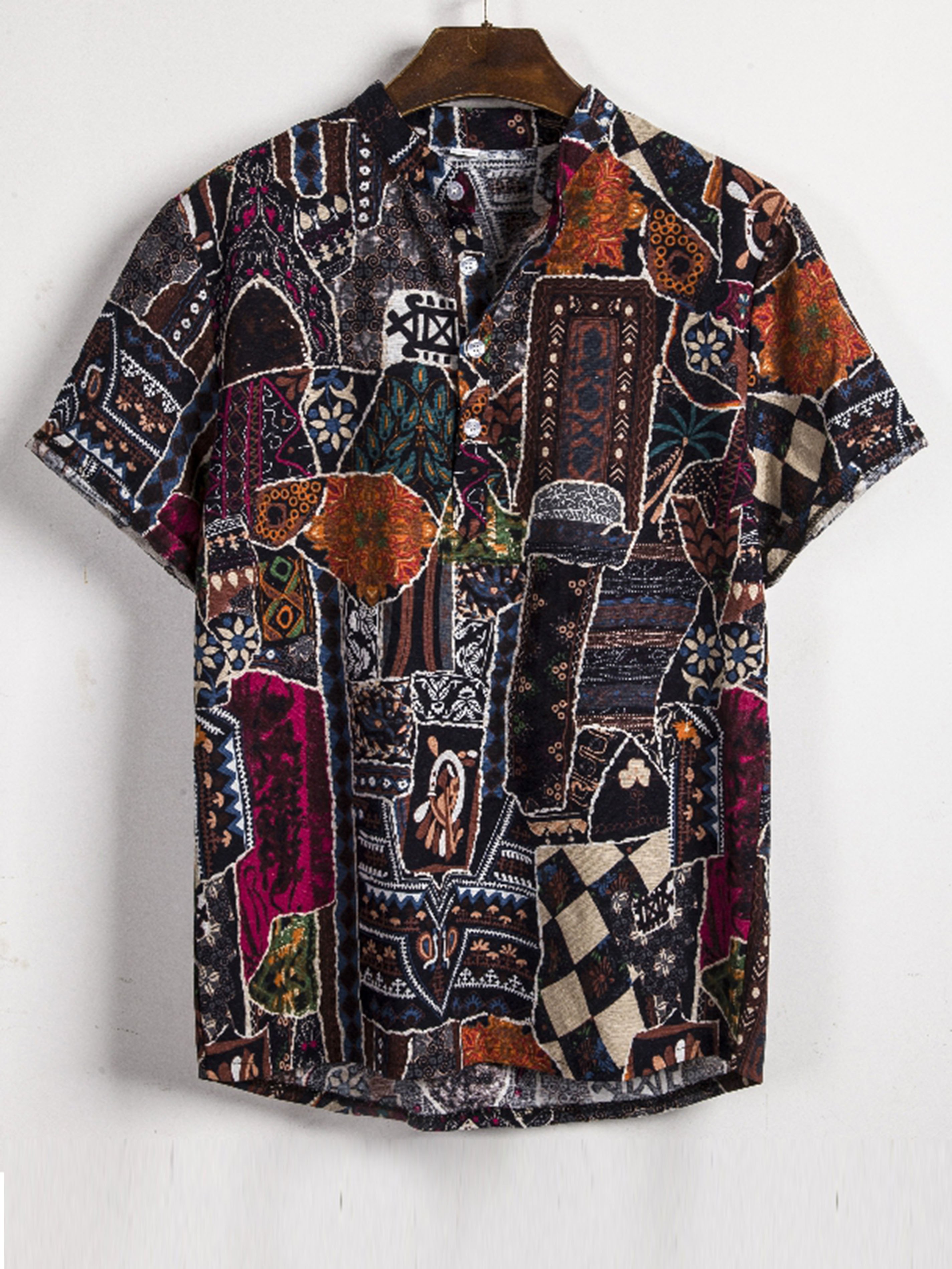 Men's Tribal Graphic Front Pocket Shirt