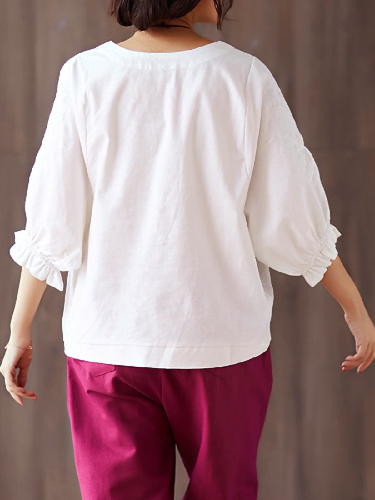 Embroidered  Loose Large Size Trumpet Sleeves Blouse Shirt