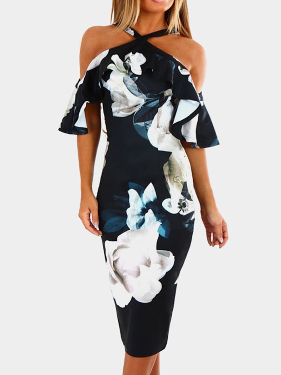 Halter  Floral Bodycon Dress
