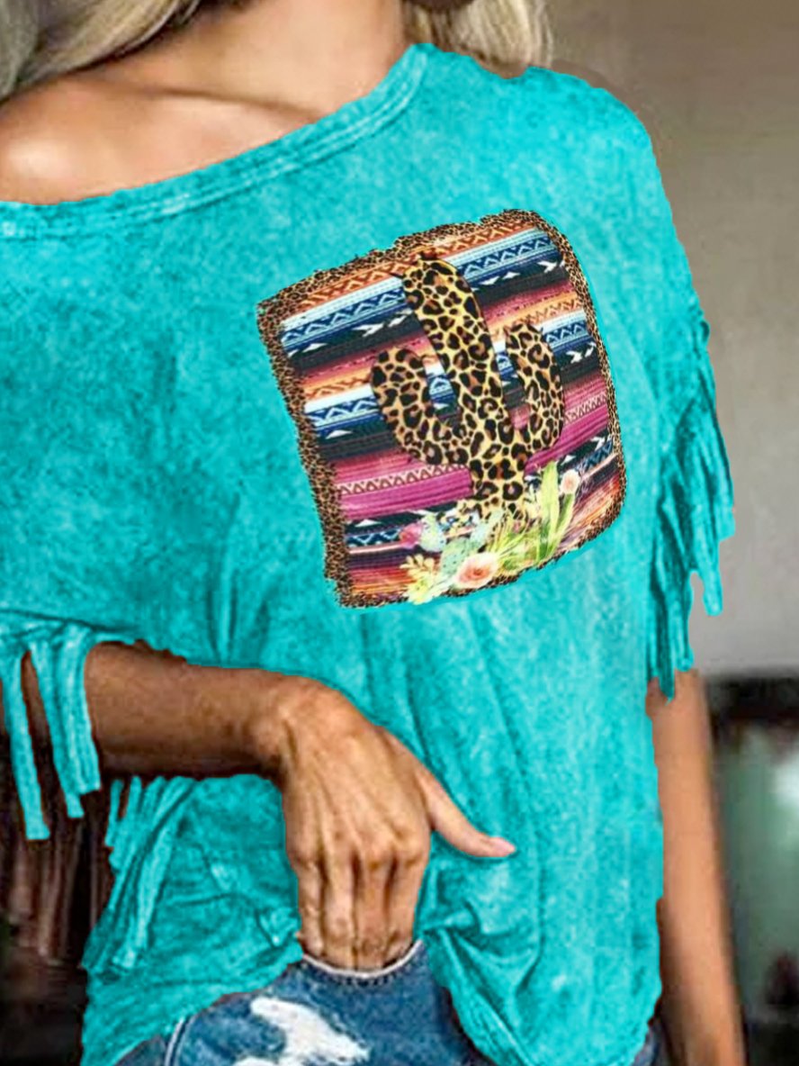 Tropical Short Sleeve Casual Crew Neck Shirts & Tops