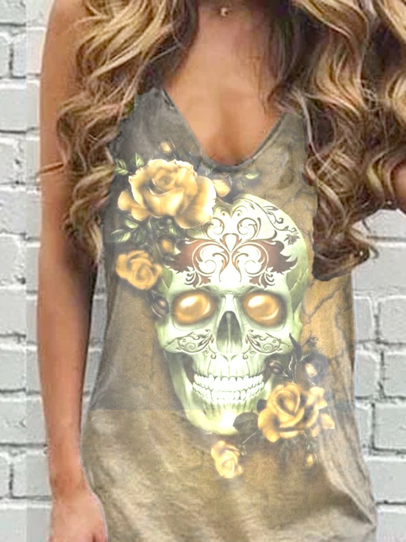 Dark punk casual skull vest dress