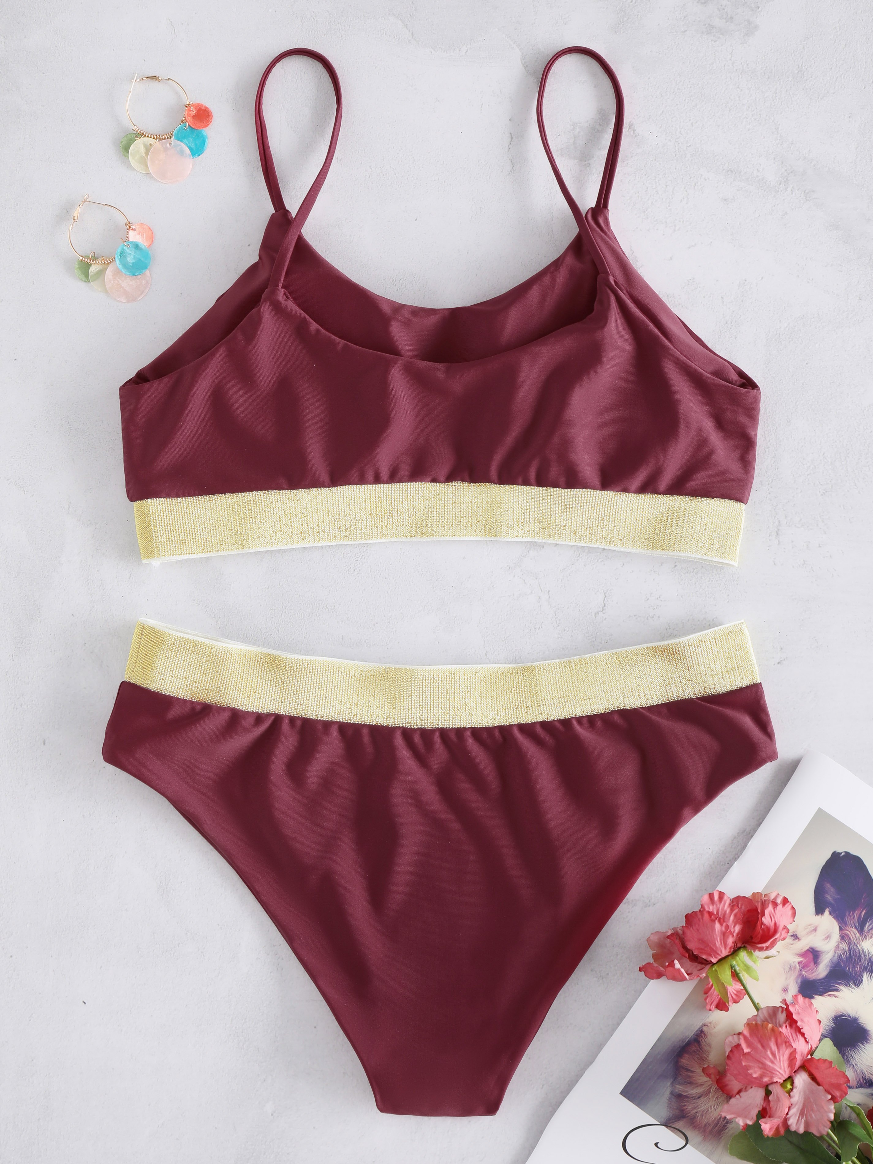 Contrast Trim Cami Bikini