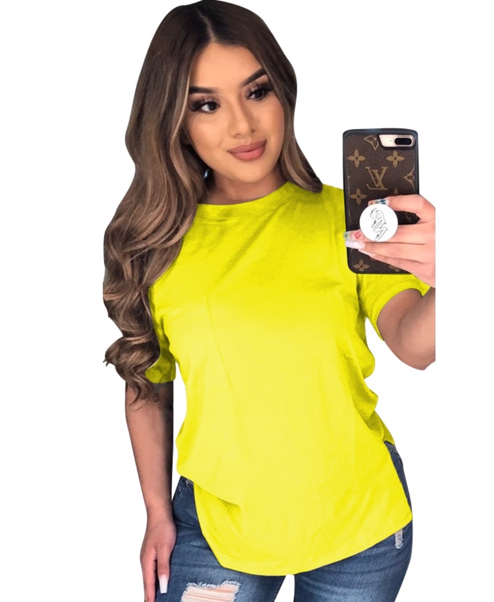 Summer Solid Color Slit Basic Shirt