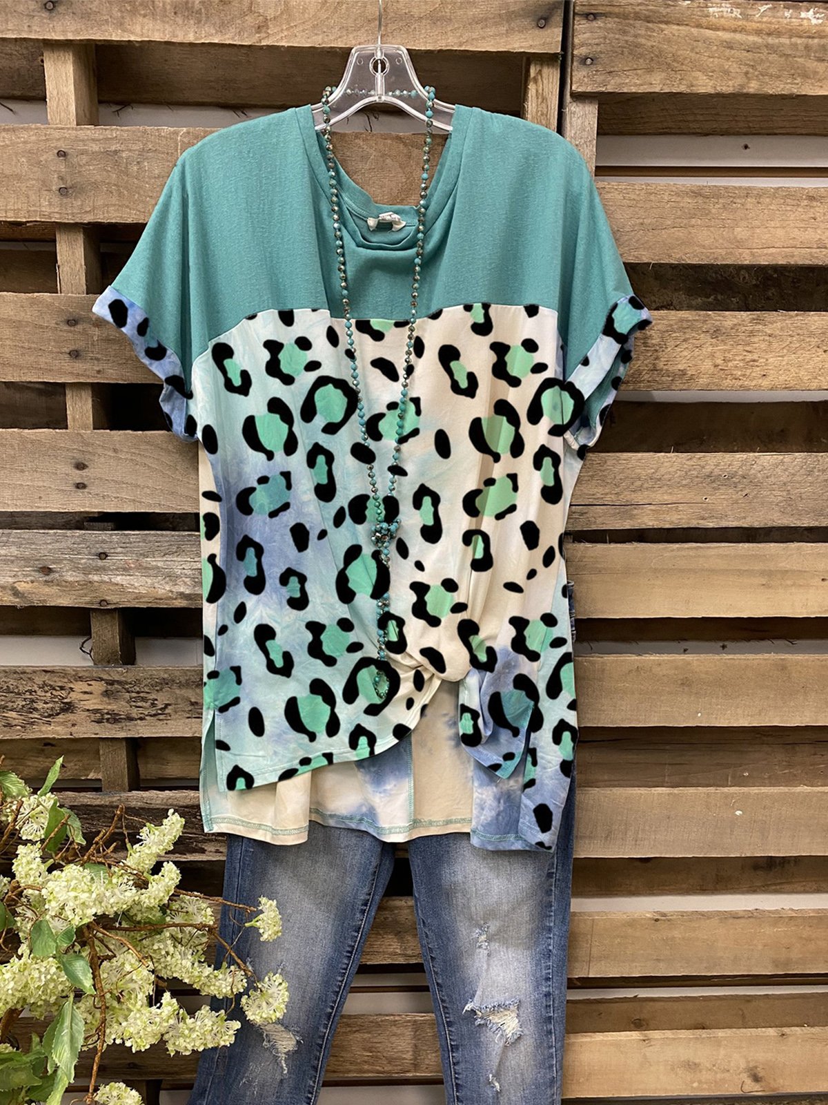 Short Sleeve Holiday Crew Neck Jersey Shirts & Tops